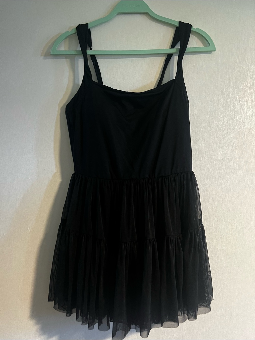 Women's Black Tiered Athletic Dress with Tulle Skirt